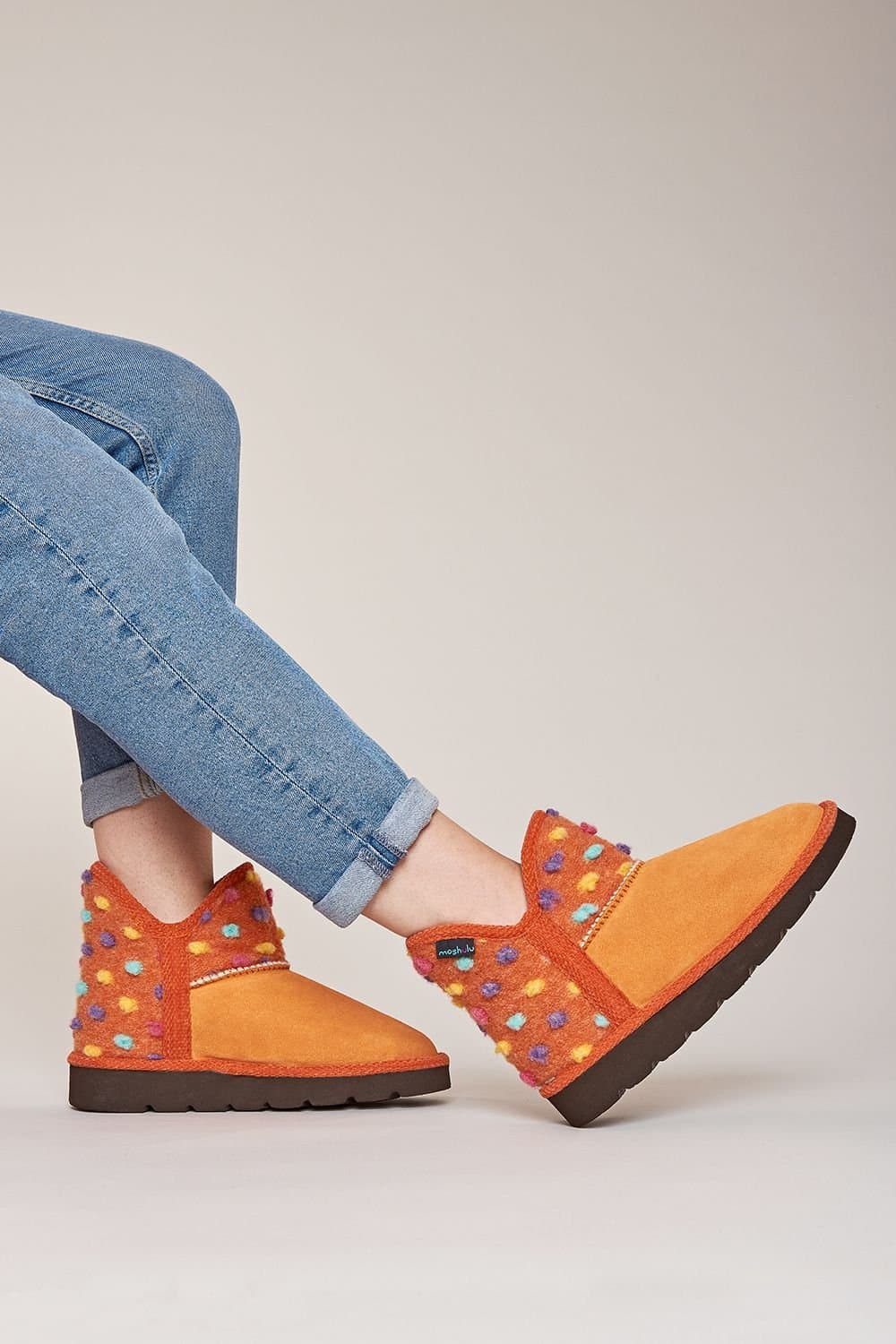 Moshulu Moshulu Orange Spotty Bootie Slippers for Women