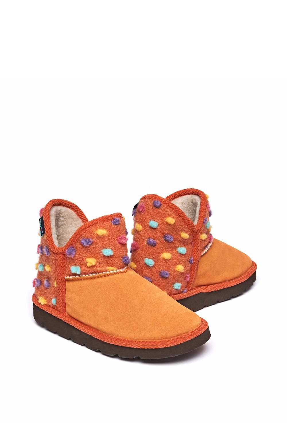 Moshulu Moshulu Women's 'Fireside 2' Spotty Bootie Slippers in Orange - 2