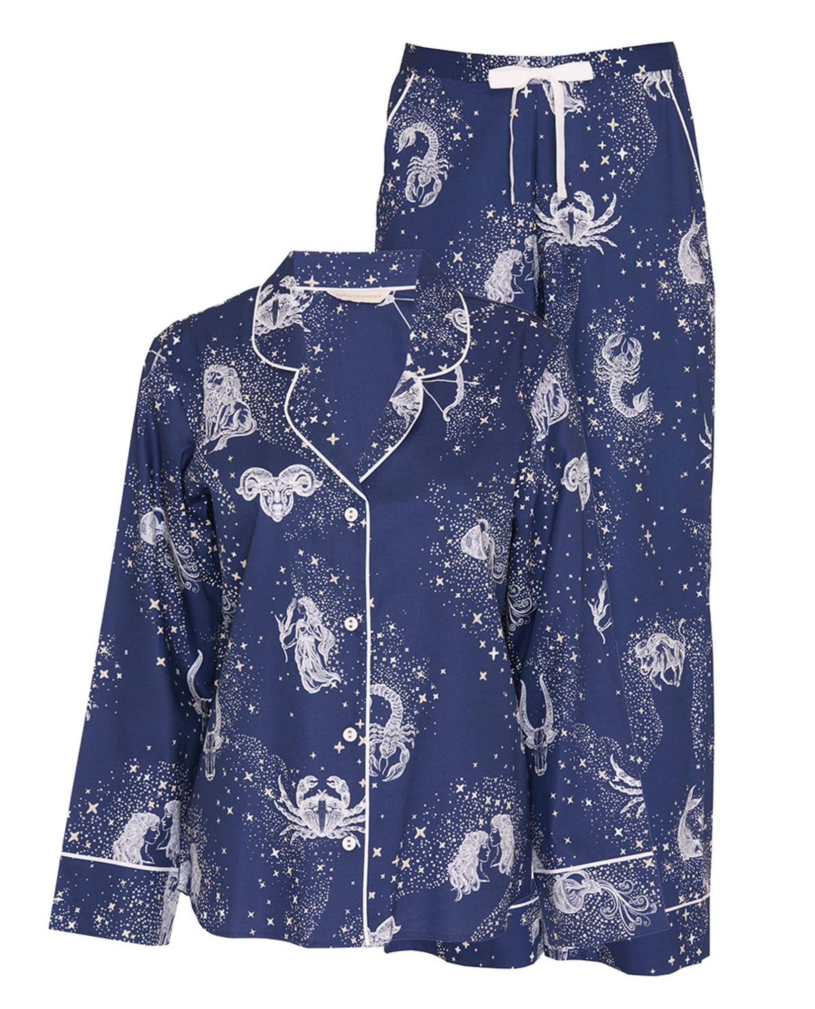 Cyberjammies Cyberjammies Women's Celestial Nights Navy Zodiac Print Wide Leg Pyjama Set - 4