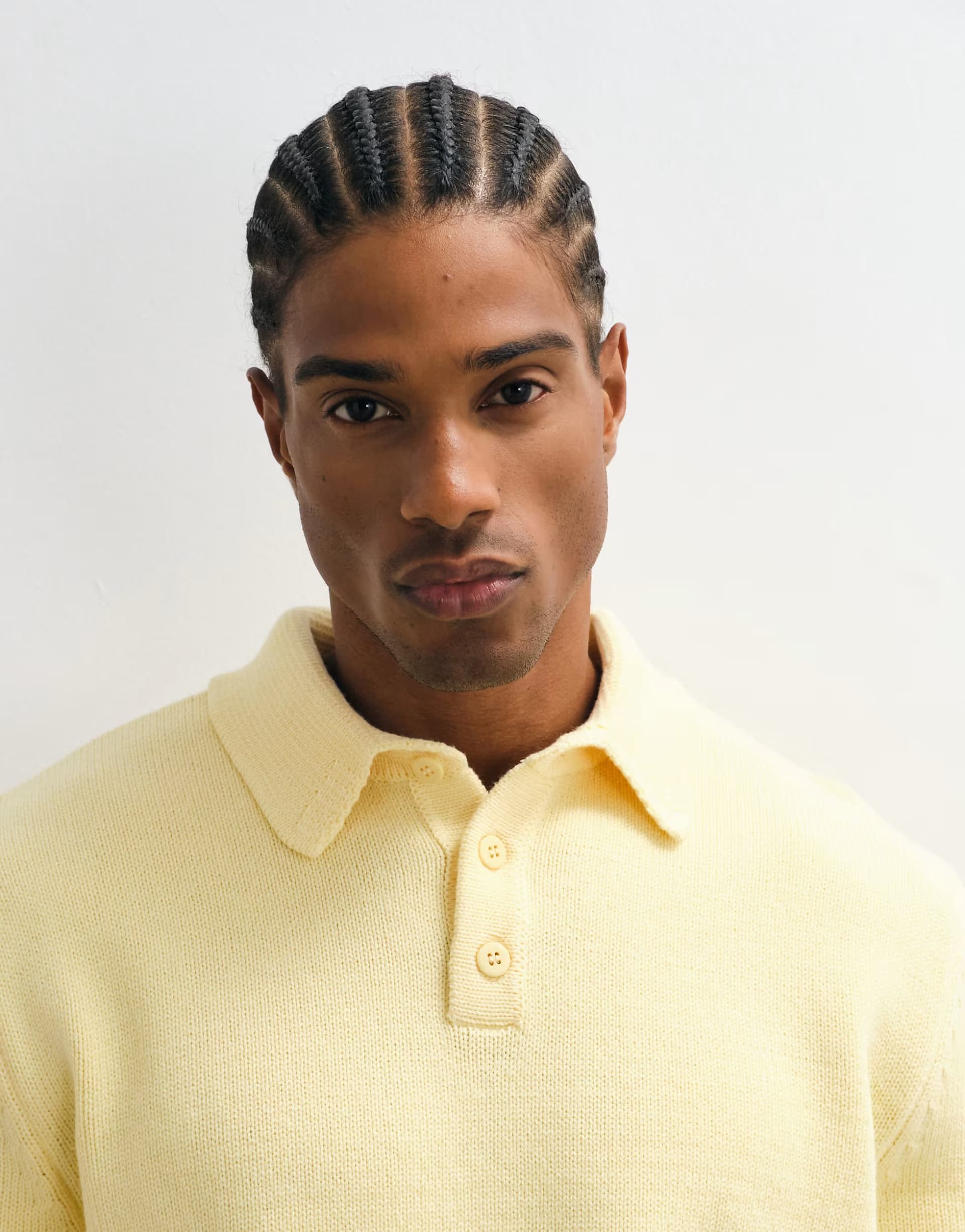 ASOS ASOS DESIGN knitted relaxed polo jumper in buttermilk yellow