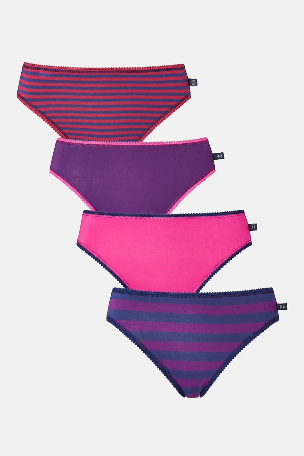 British Boxers British Boxers Women's Pack of Four "Cherry Pie" Bamboo High Leg Knickers in Dark Pink