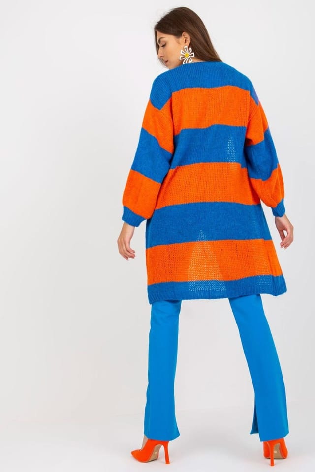 Love Lace Love Lace Women's Long Loose Sleeve Cardigan Colorful Stripes in Blue - 2