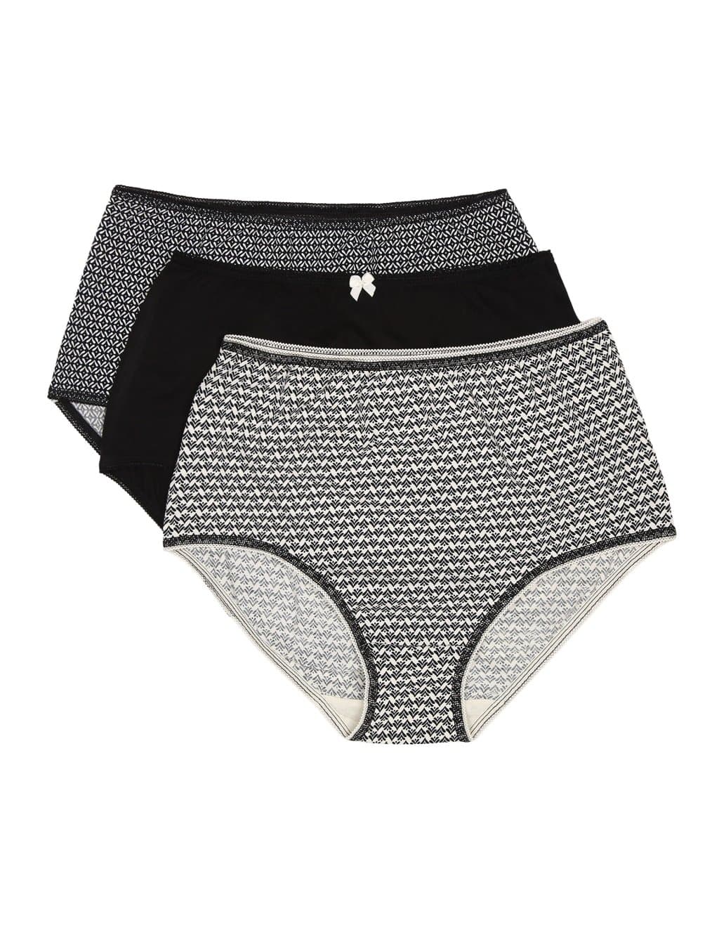 Marks & Spencer M&S INT 3PK Geo Mono Full Brief Black Mix