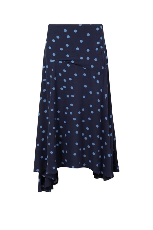 Weird Fish Weird Fish Women's Florino Printed Asymmetric Skirt in Dark Navy - 2