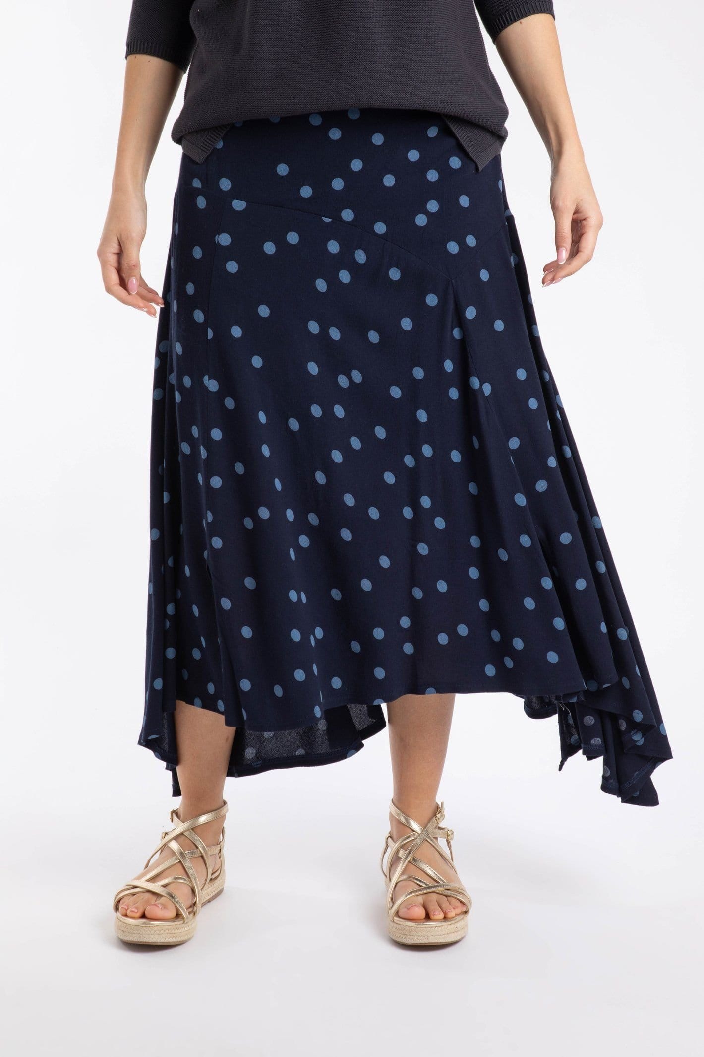 Weird Fish Weird Fish Women's Florino Printed Asymmetric Skirt in Dark Navy - 4