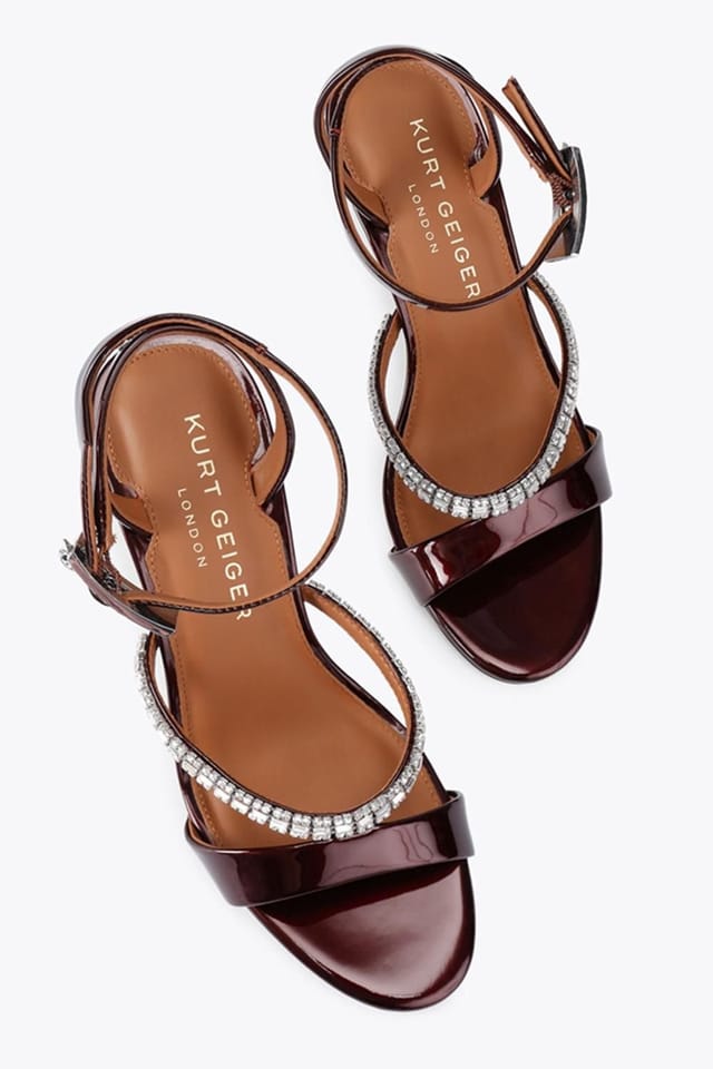 Kurt Geiger London Kurt Geiger London Women's 'Crystal Strap Sandal 90' Patent Heels in Wine - 2