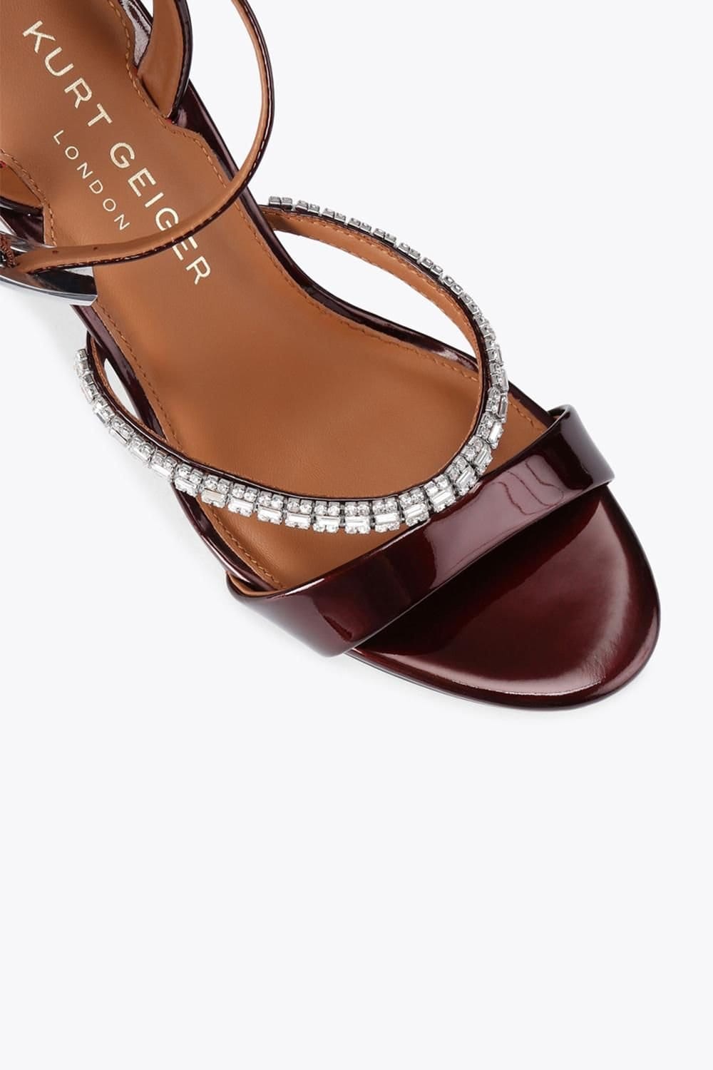 Kurt Geiger London Kurt Geiger London Women's 'Crystal Strap Sandal 90' Patent Heels in Wine - 4