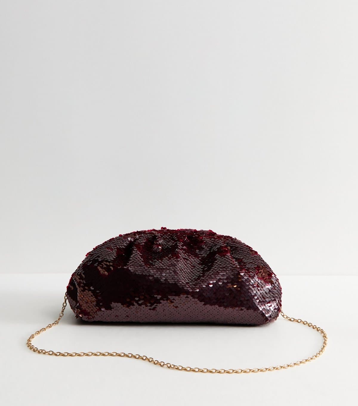 New Look Dark Burgundy Sequin Frame Clutch Bag New Look