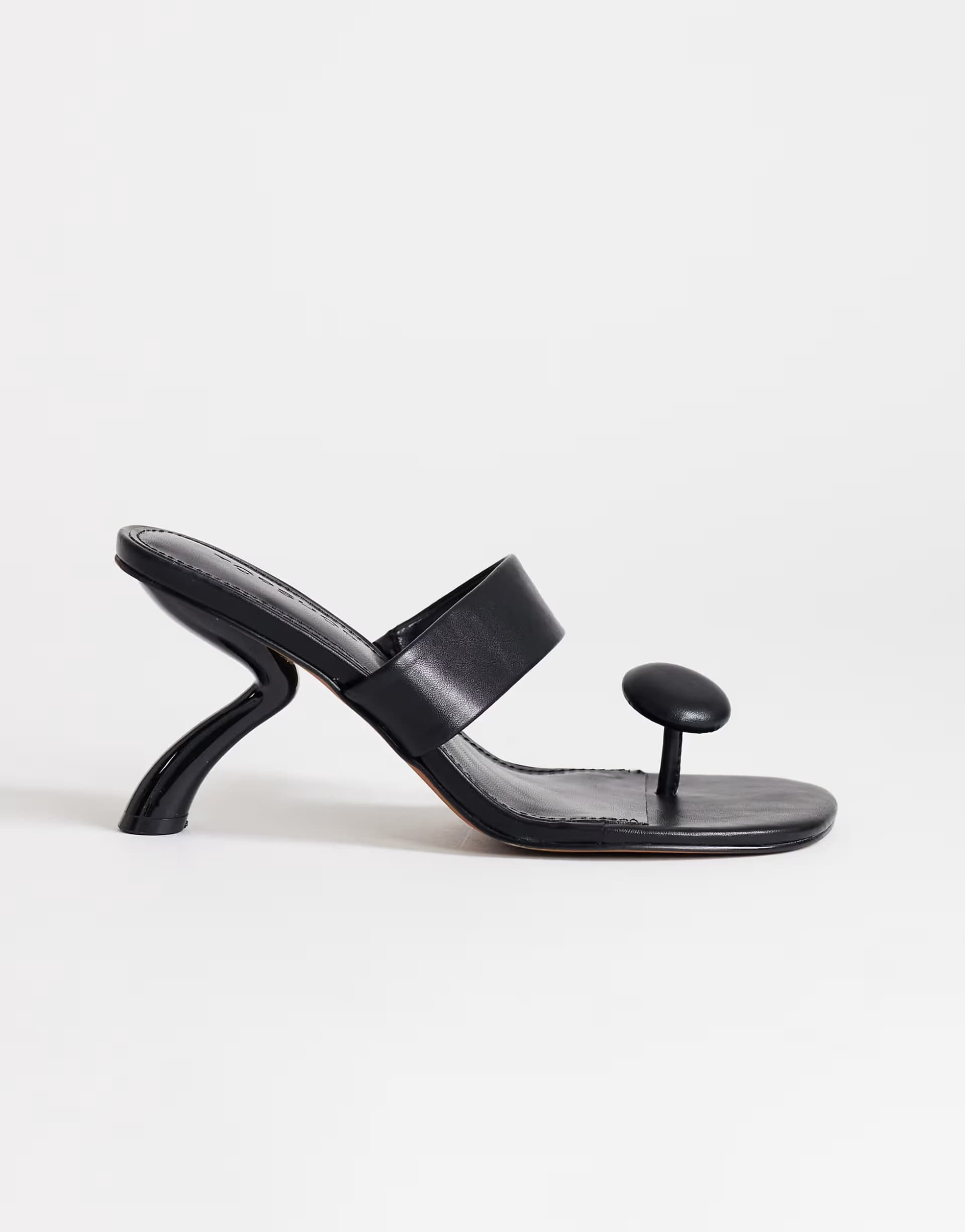 ASOS Topshop Natalie toe thong angular mid heel sandal in black