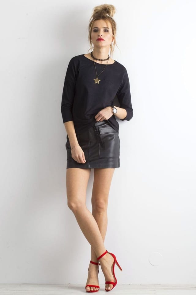 Love Lace Love Lace Women's Simple 3/4 Sleeve Everyday Blouse in Black - 2