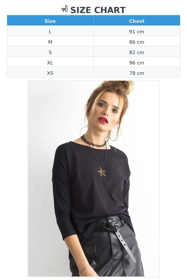 Love Lace Love Lace Women's Simple 3/4 Sleeve Everyday Blouse in Black - 3