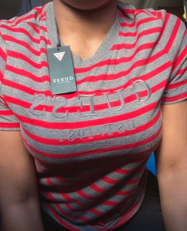 Guess Guess Grey Red Top with tags