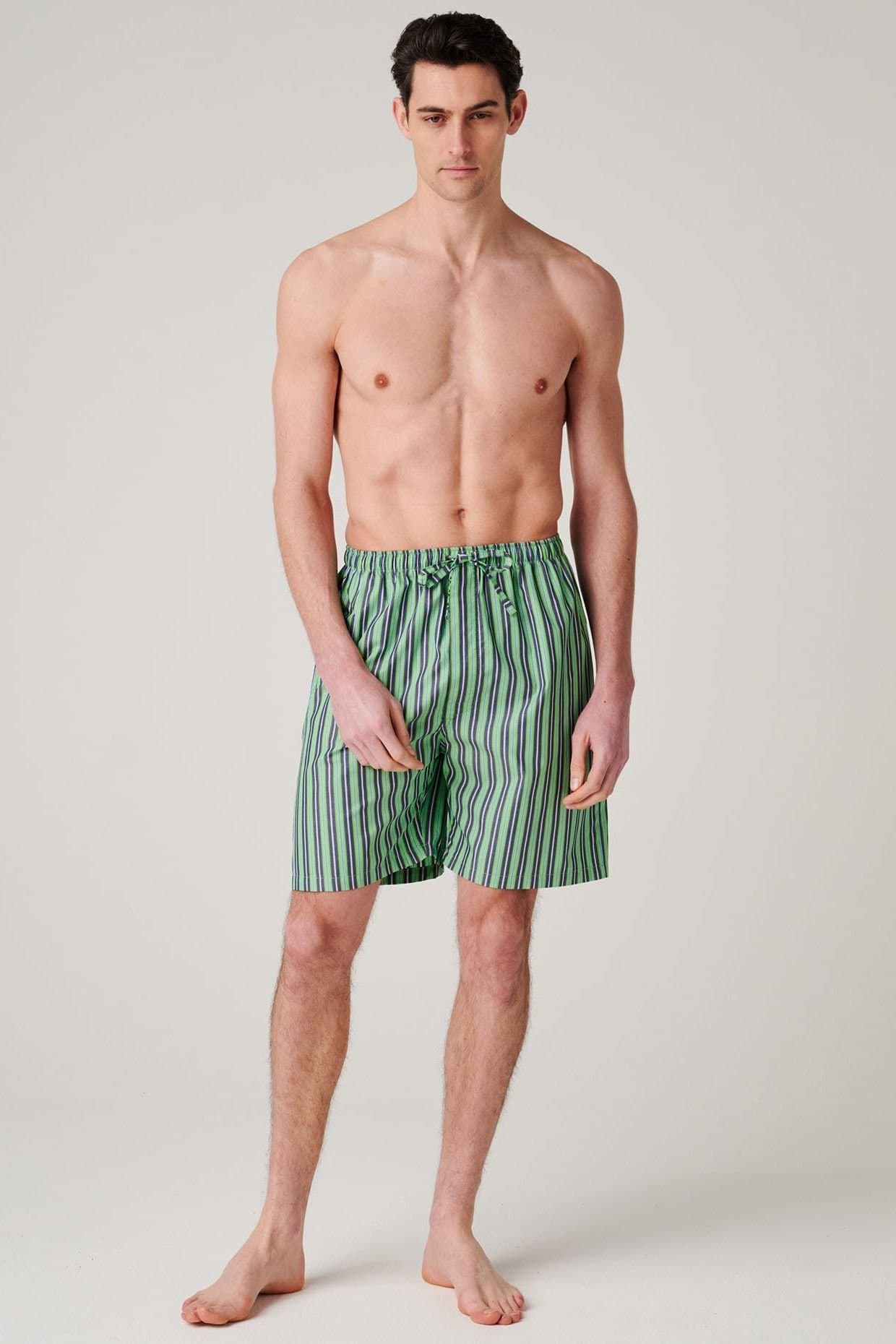 British Boxers British Boxers Green Flash Stripe Cotton Sleep Shorts
