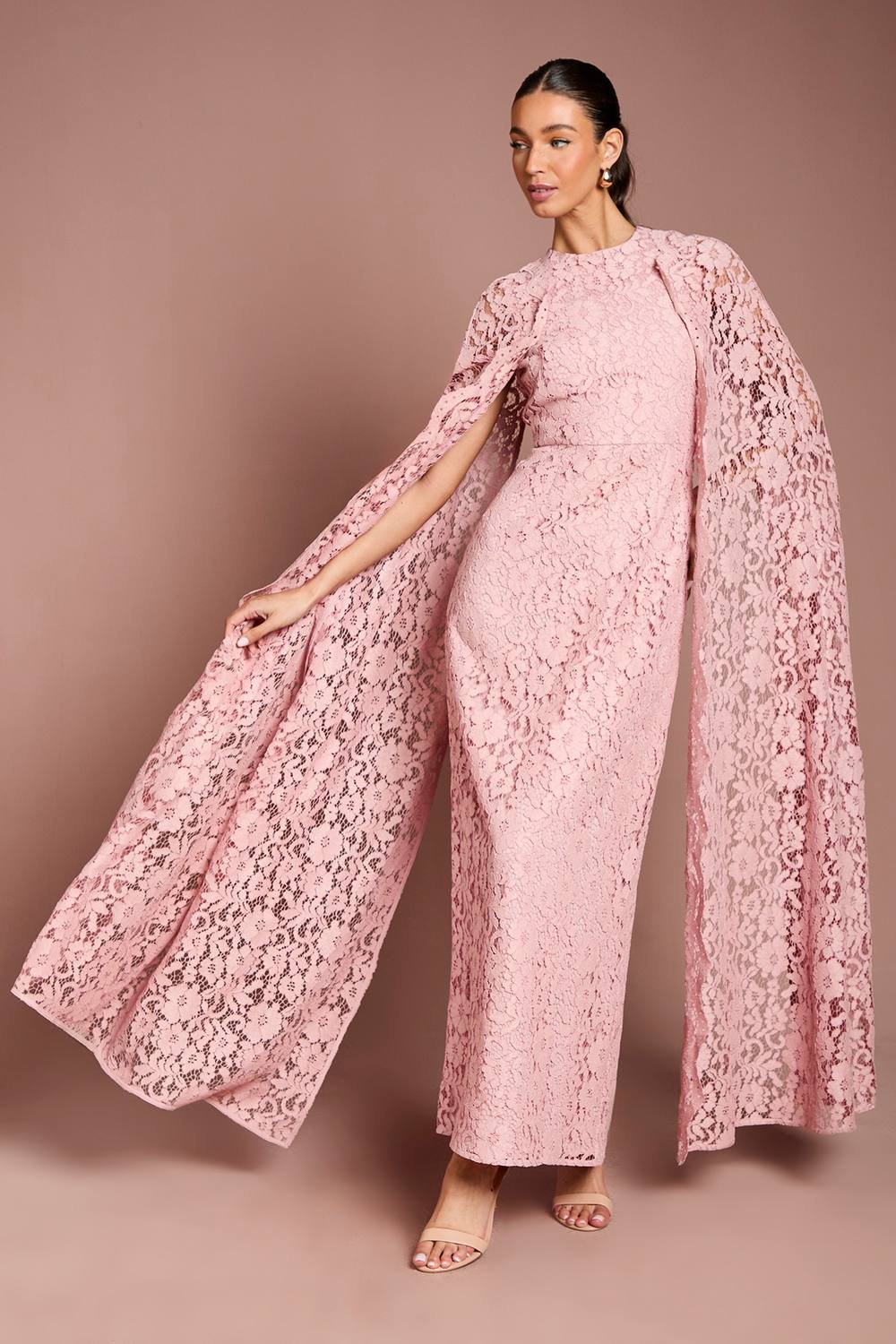 Coast Coast Women's Lace Cape Gown in Blush - 3