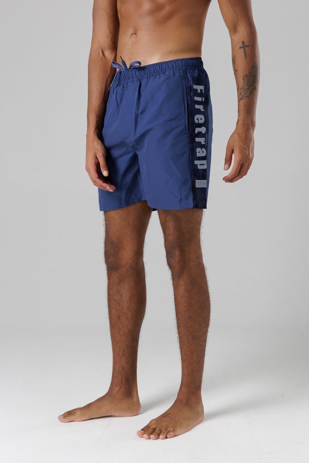 Firetrap Firetrap Men's Regular Fit Swim Shorts with Elasticated Drawstring Waist in Mid Blue