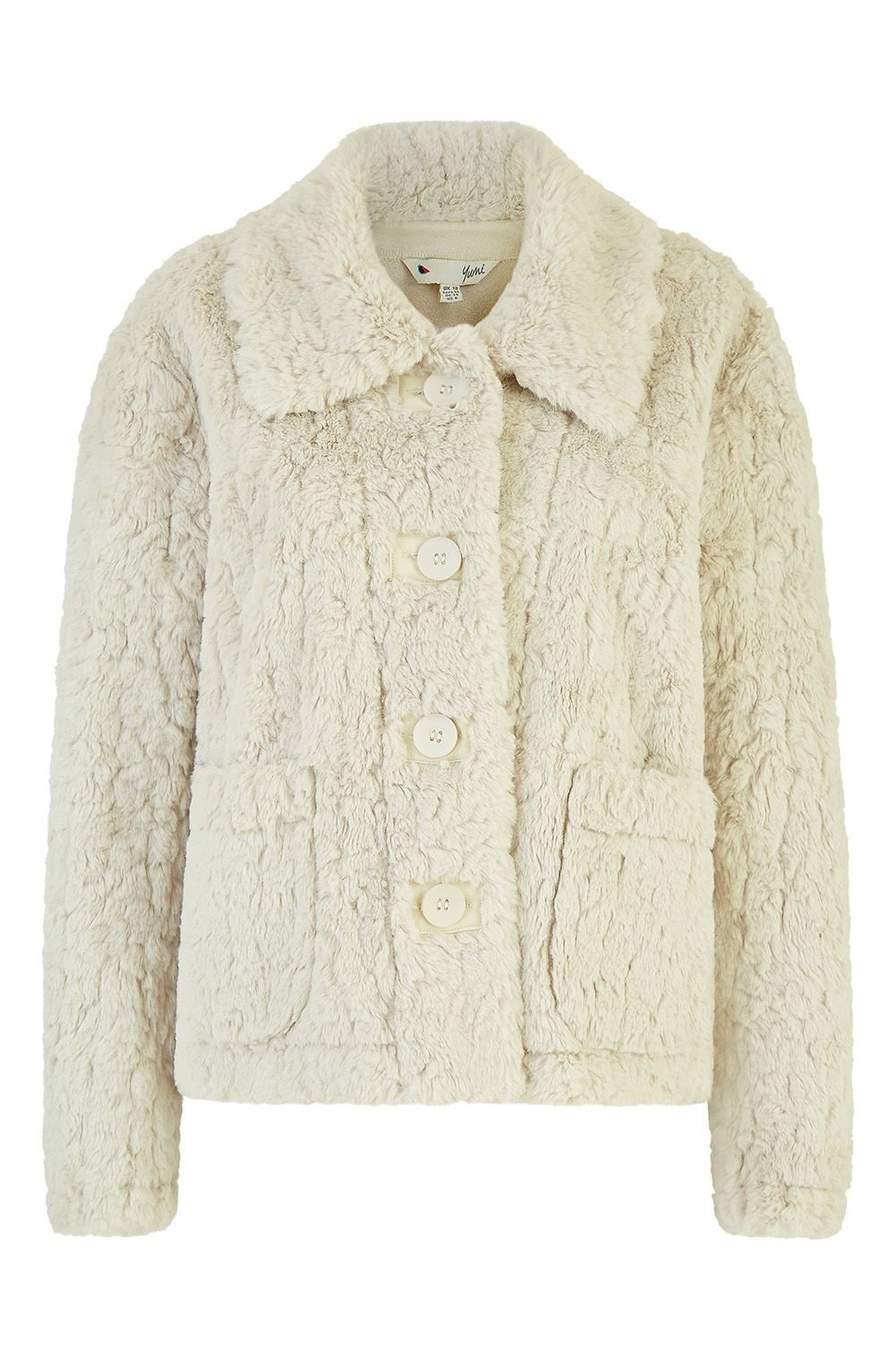 Yumi Yumi Women's Cream Luxe Textured Faux Fur Jacket With Pockets - 4