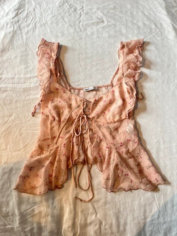 Bershka Pink Floral Top - 1