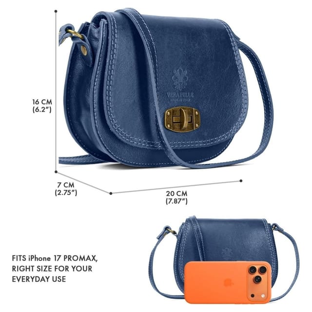 Woodland Leathers Woodland Leathers Women's Women's Italian Leather Crossbody Bag in Navy - 3