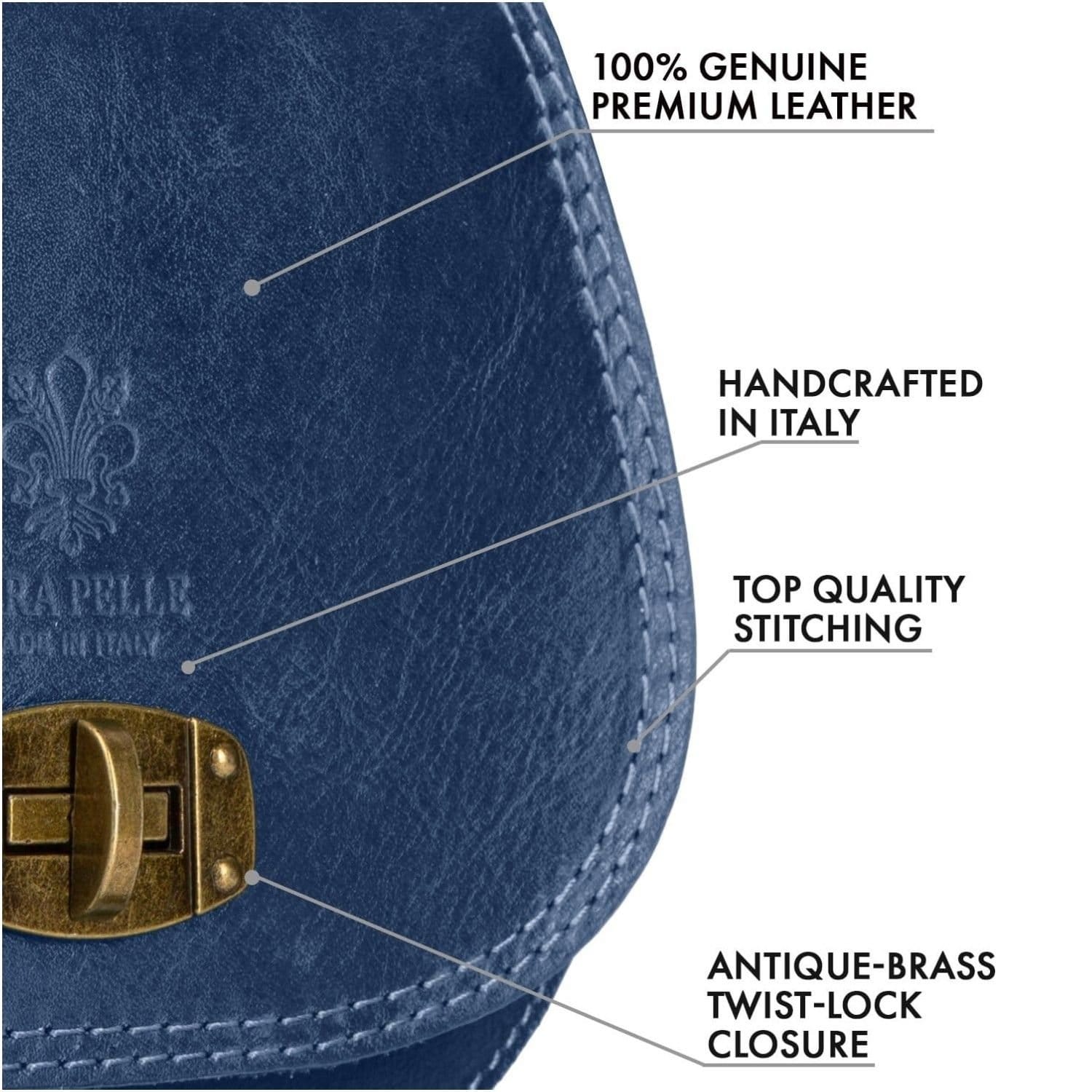 Woodland Leathers Woodland Leathers Women's Women's Italian Leather Crossbody Bag in Navy - 4