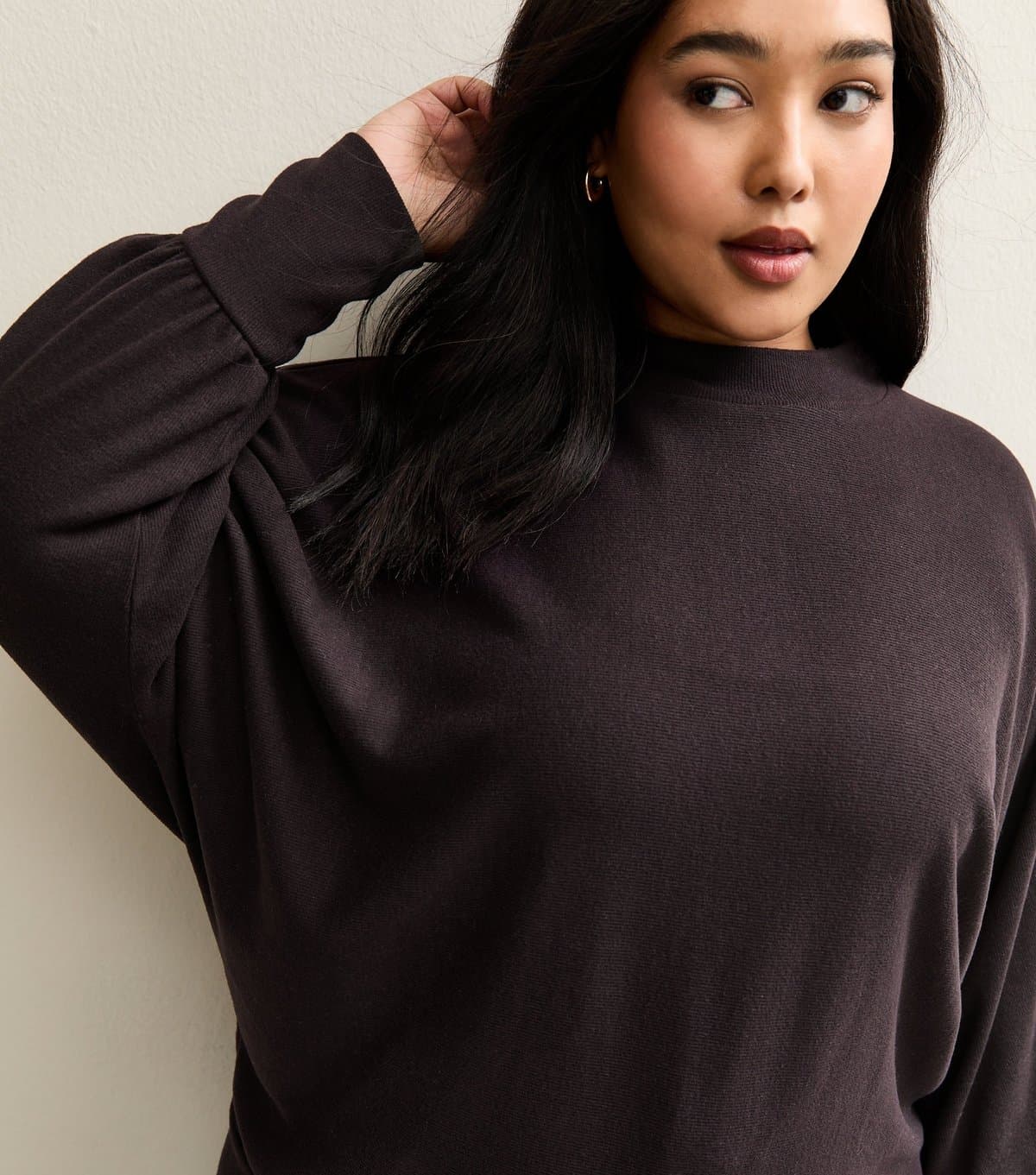 New Look Women's Plus Size Dark Purple High Neck Batwing Jumper Curves New Look