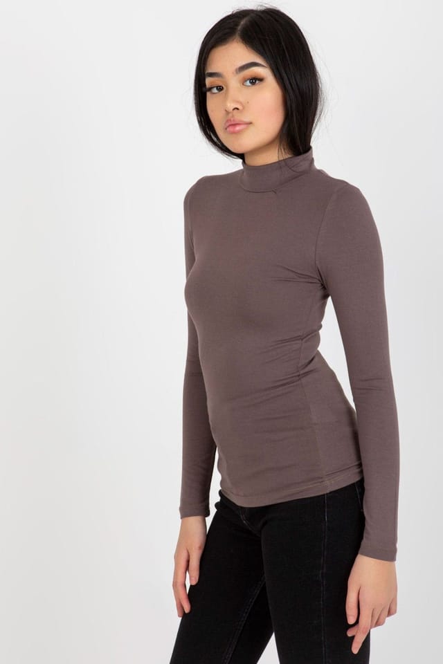 Love Lace Love Lace Women's Fitted Long Sleeve Turtleneck Top Style 175407 in Brown - 3