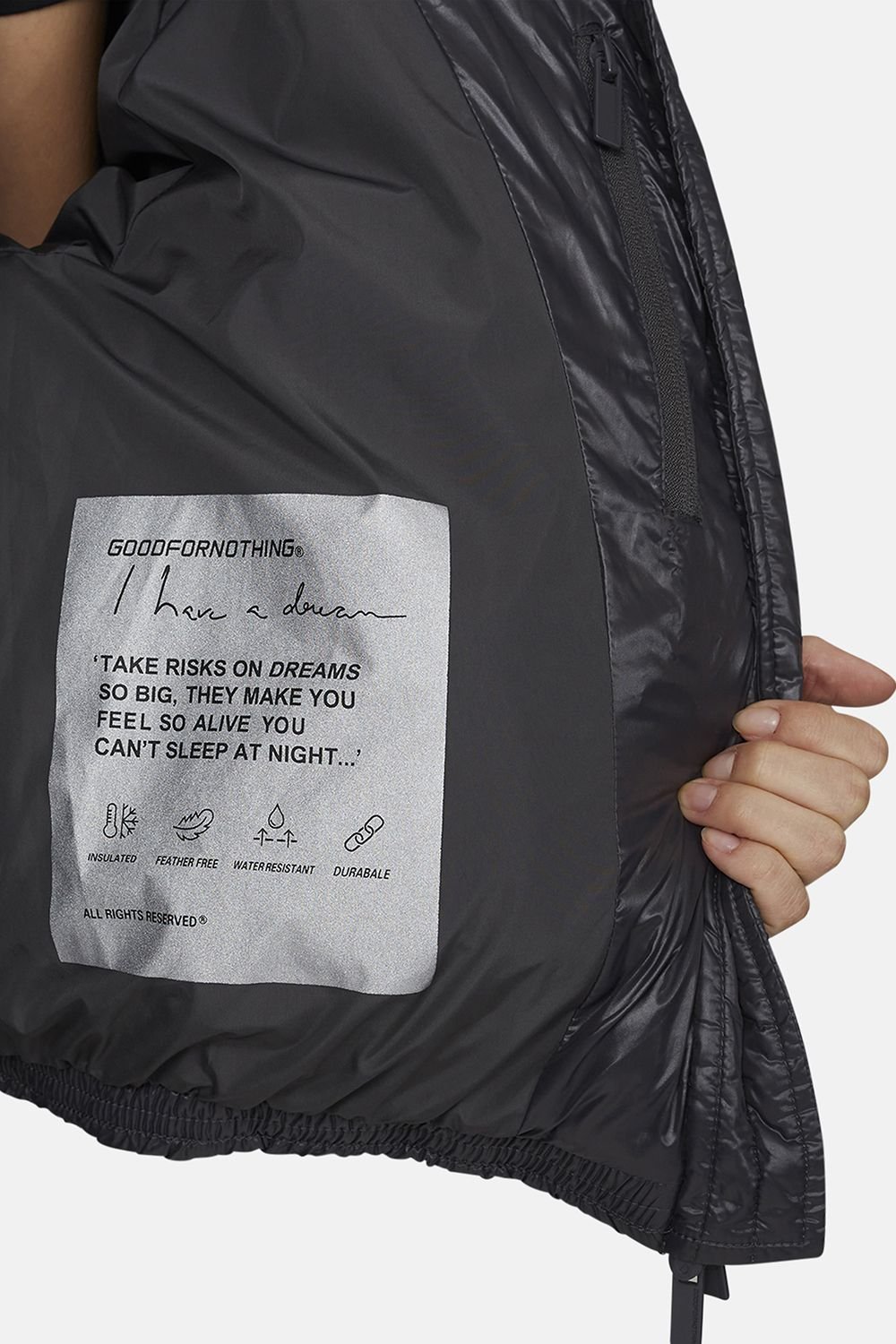 Good For Nothing Good For Nothing Women's Hooded Puffer Jacket in Grey - 4