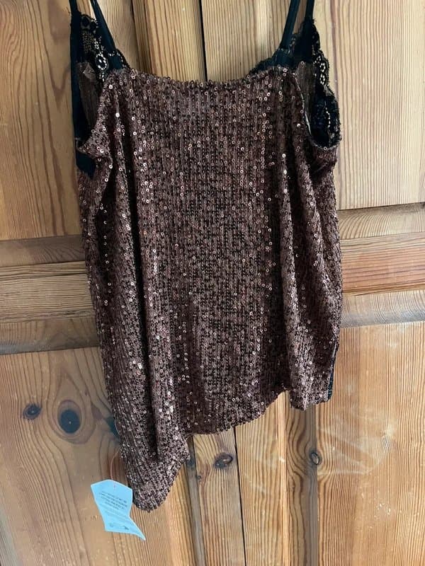 ASOS ASOS asymmetrical brown sequin cami top UK 8