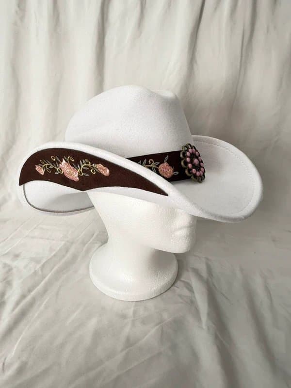 Western Cowboy Hat - White / Pink