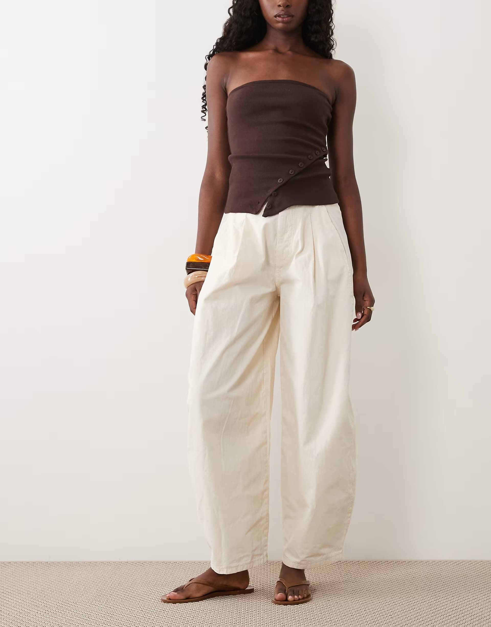 ASOS ASOS DESIGN seam detail balloon trouser in stone