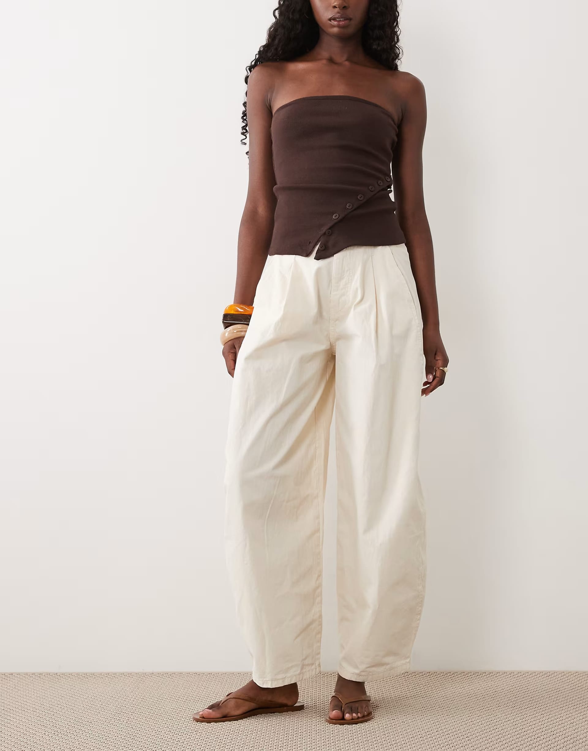 ASOS DESIGN seam detail balloon trouser in stone