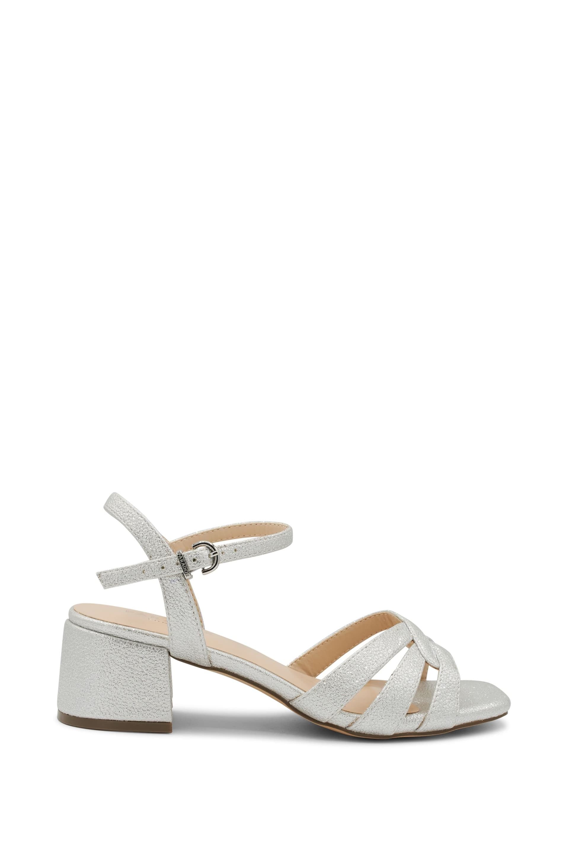 Paradox London Paradox London Women's 'Marcia' Faux Leather Block Heel Sandal in Silver