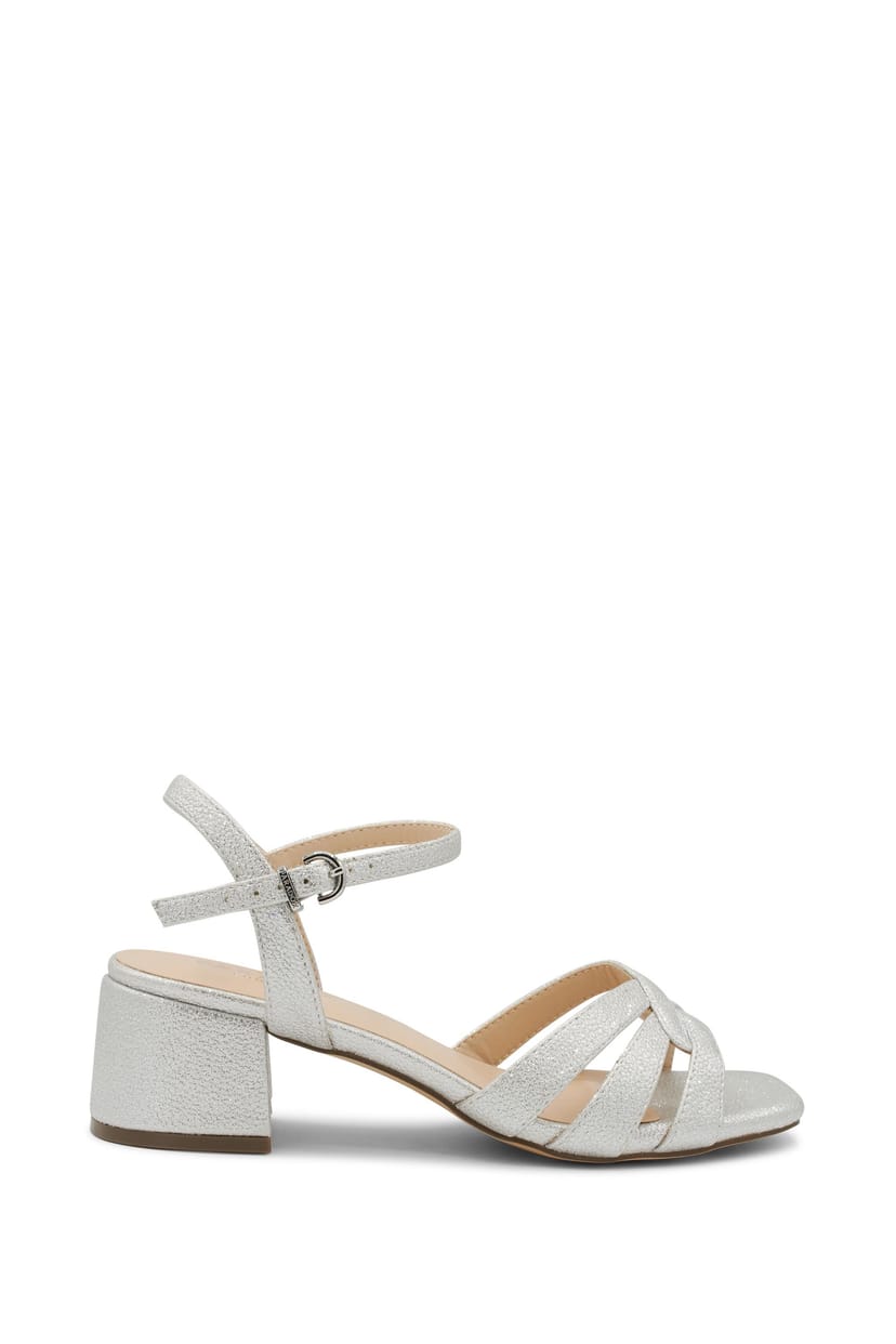 Paradox London Paradox London Women's 'Marcia' Faux Leather Block Heel Sandal in Silver - 1