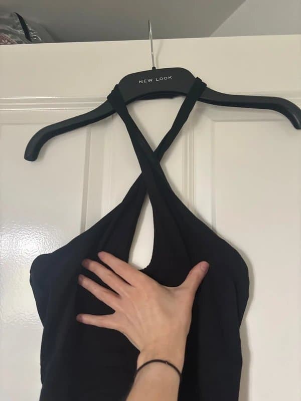 ASOS Design Black halter neck crop top