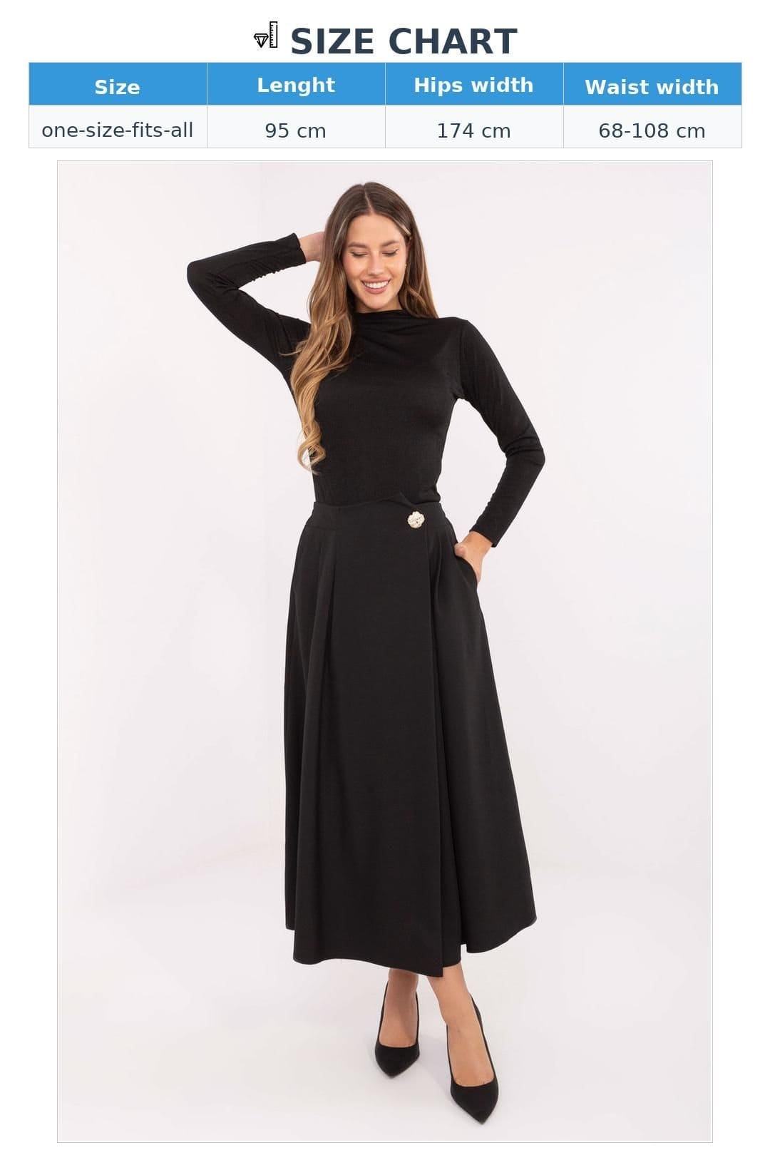 Love Lace Love Lace Women's Elegant Pleated Midi Skirt with Elastic Back in Black - 4