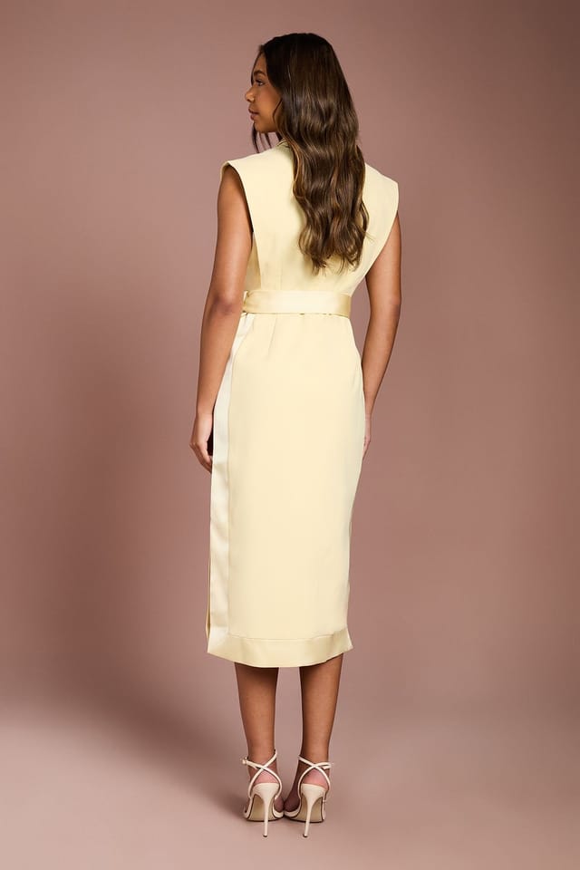Coast Coast Women's Tux Satin Dress in Lemon - 3