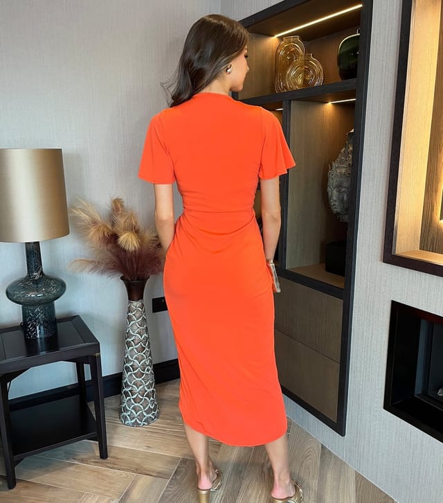 AX Paris Women's Orange Wrap Shirt Midi Dress AX Paris New Look - 3