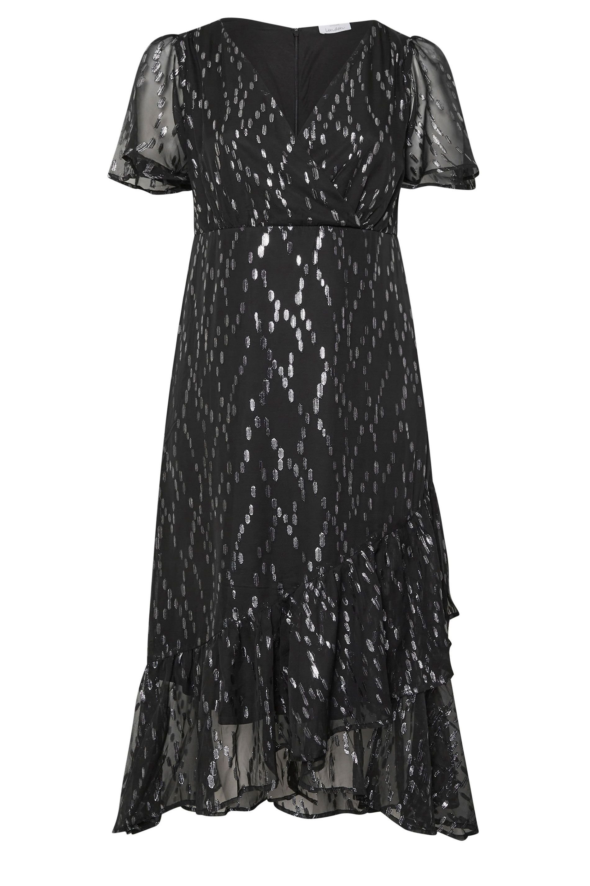 Yours Yours Women's Metallic Dobby Wrap Dress in Black - 2