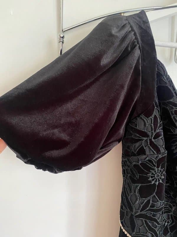 Never Fully Dressed Black velvet wide leg jumpsuit
