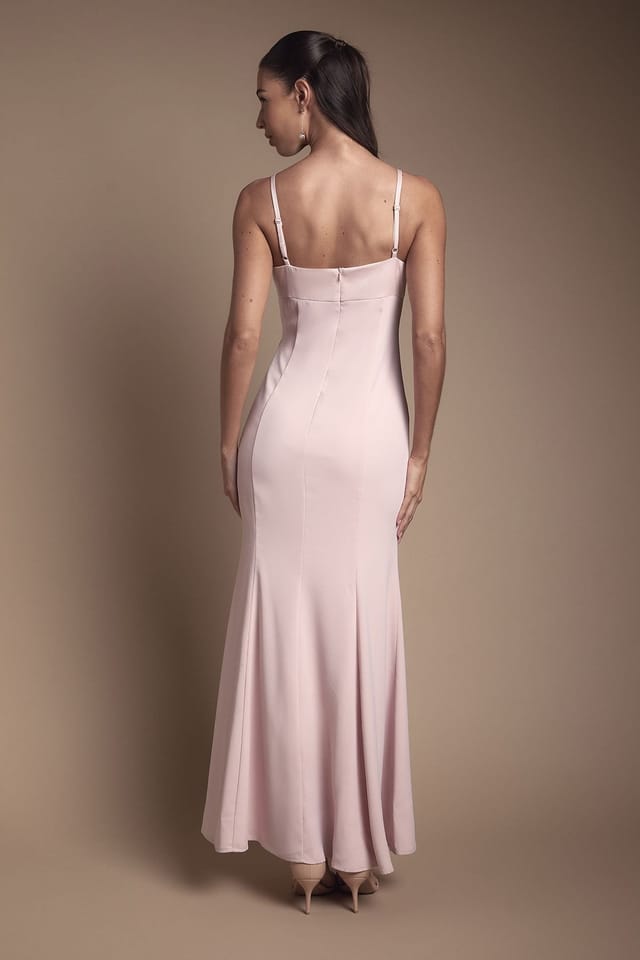Coast Coast Women's Strappy V Neck Satin Trim Bridesmaid Dress in Blush - 3