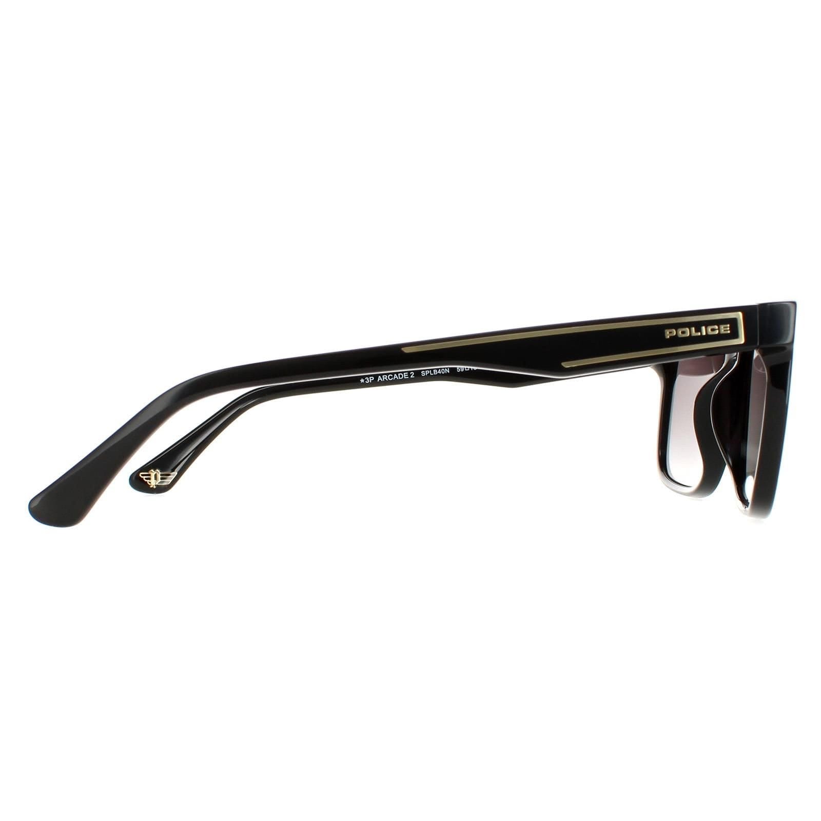 Police Police Men's Rectangle Shiny Black Smoke Gradient Polarised SPLB40N Arcade2 - 4