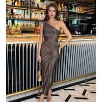 AX Paris Women's Bronze Sparkle Off the Shoulder Midi Dress AX Paris New Look