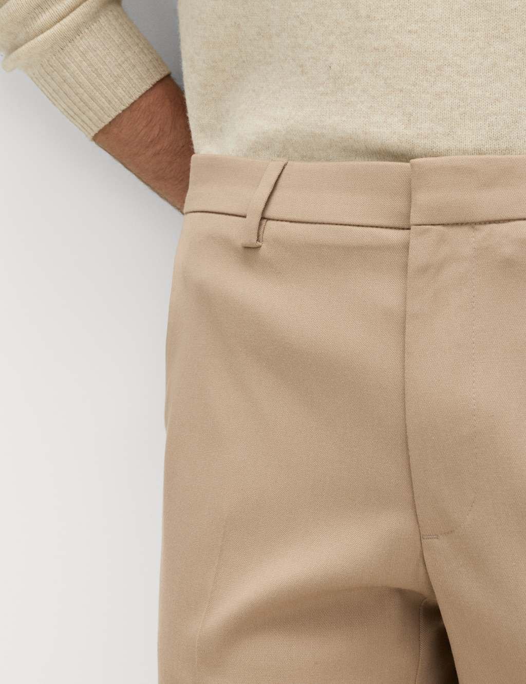 Marks & Spencer M&S Slim Fit Smart Stretch Trousers Sand - 2