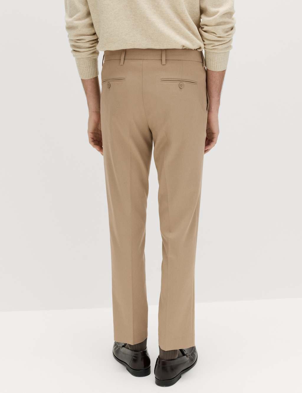 Marks & Spencer M&S Slim Fit Smart Stretch Trousers Sand - 3