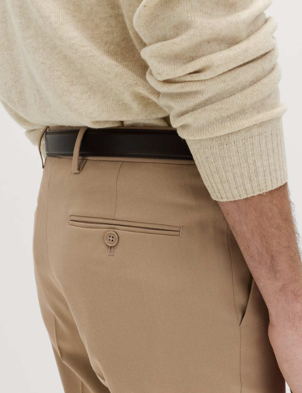 Marks & Spencer M&S Slim Fit Smart Stretch Trousers Sand - 4