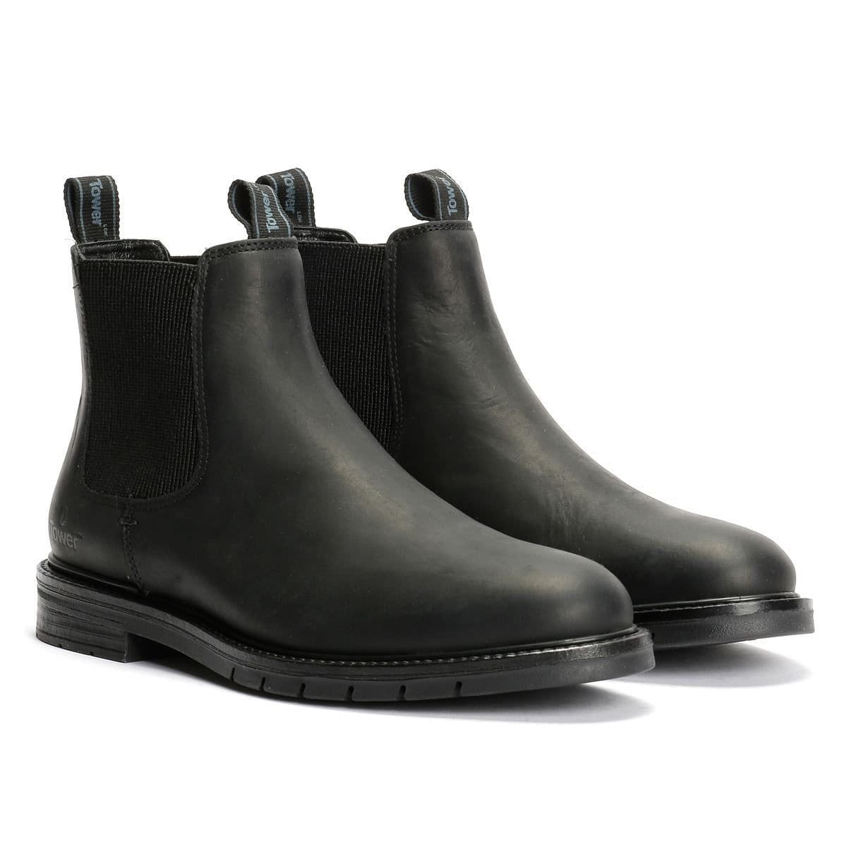 TOWER LONDON TOWER LONDON Men's Mens Harbour Leather Chelsea Boots in Black - 4