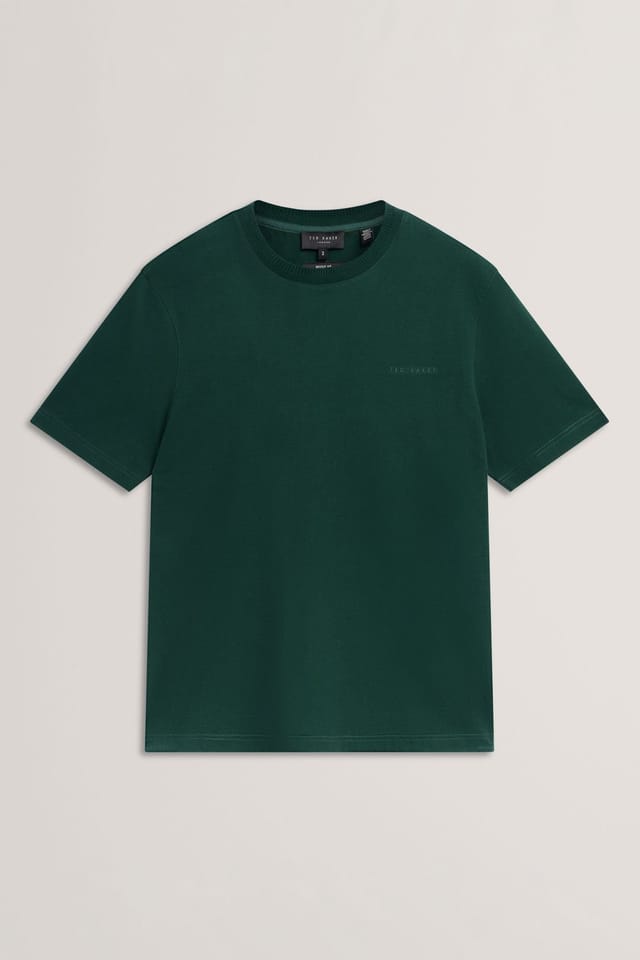 Ted Baker Ted Baker Men's LIERTS Branded Honeycomb Trim T-Shirt Dk-Green in Green - 2