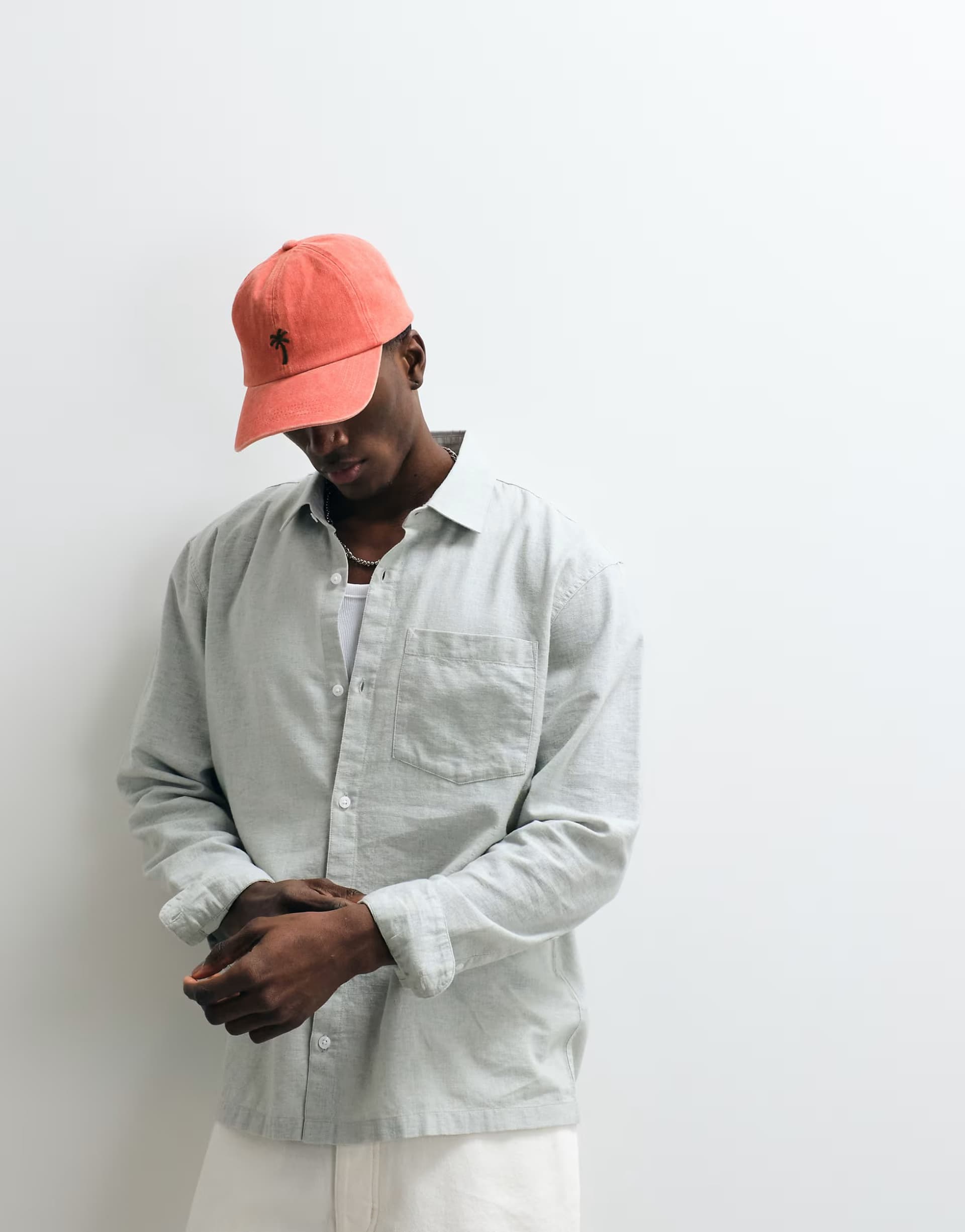 ASOS Hollister long sleeve linen rich shirt in sage green