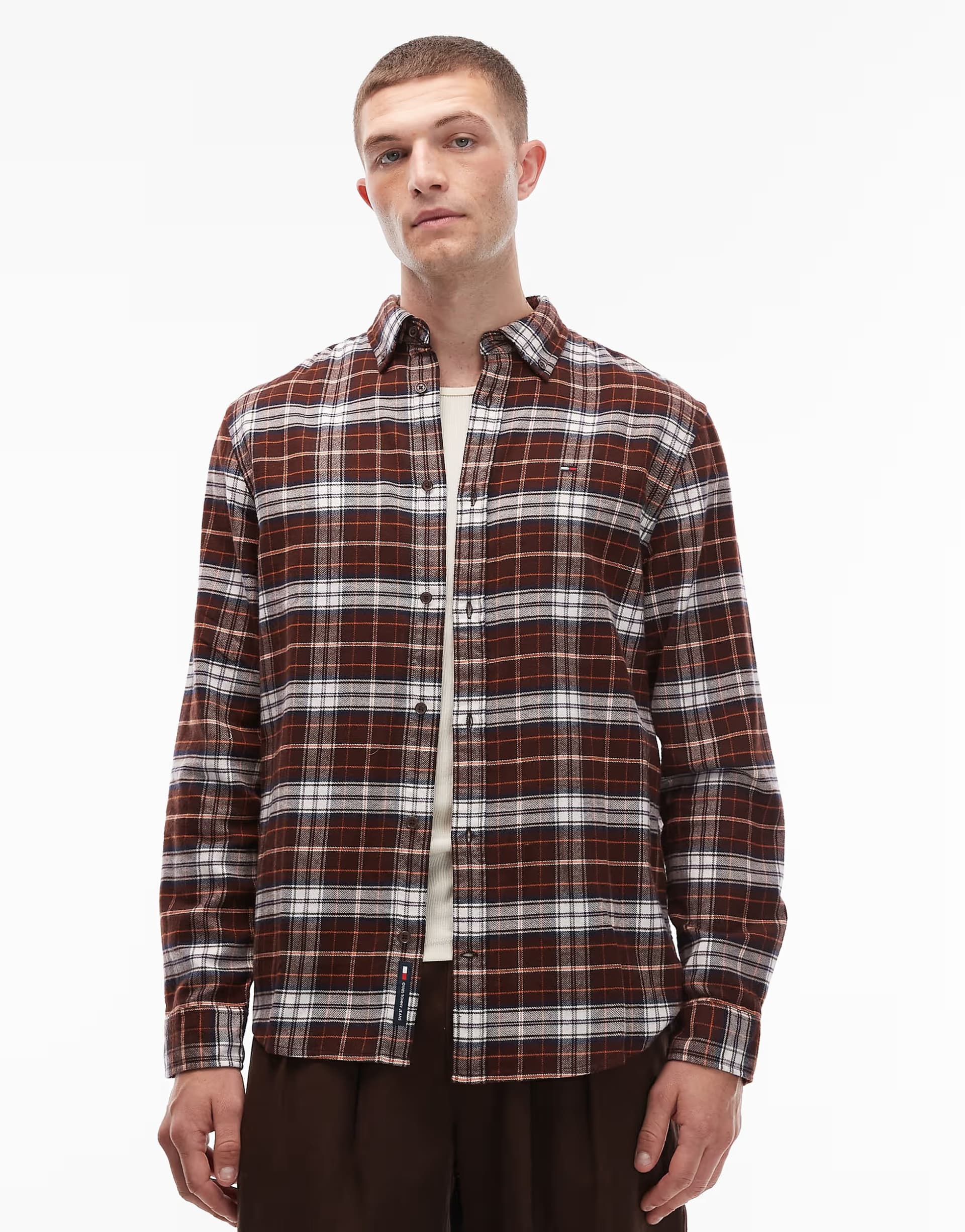 ASOS Tommy Jeans regular flannel shirt in dark red check