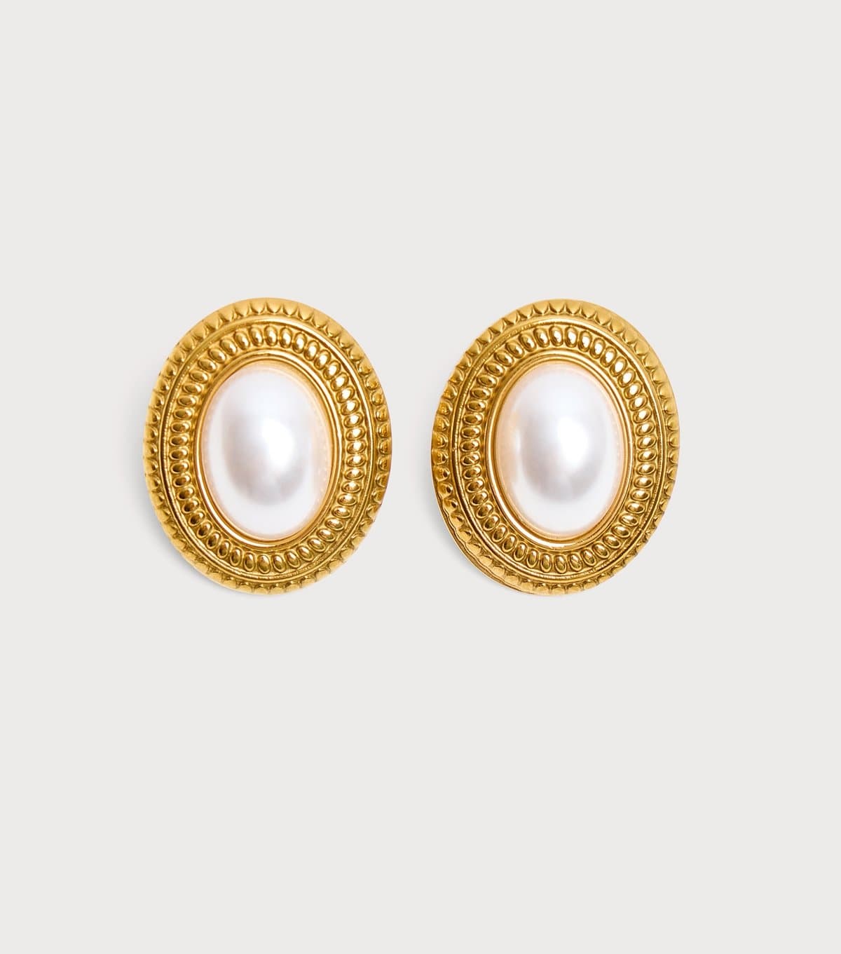 Public Desire 18ct Gold Plated Faux Pearl Oval Stud Earrings Public Desire New Look