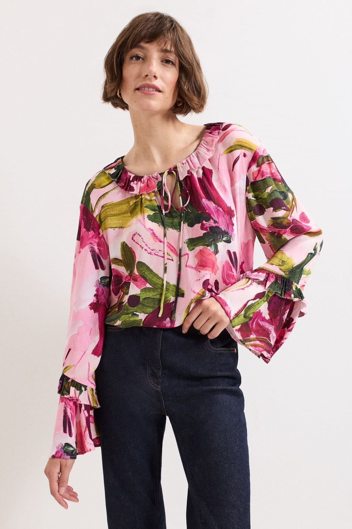 Phase Eight Phase Eight Bright Pink Floral Blouse